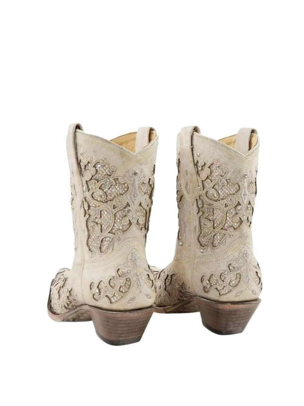 Corral Women's Sequins Glitter Leather Western Boots Pull Up Strap Size 10 - Picture 7 of 15